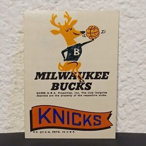 1969 TOPPS BASKETBALL NBA LOGO STICKERS MILWAUKEE BUCKS NEW YORK KNICKS STICKER